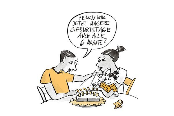 Illustration Die Geburtstagsfeier findet alle sechs Monate statt.