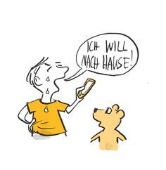 Illustration Kind weint und will nach Hause