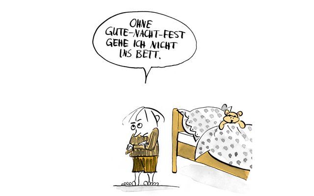 Illustration Kind will nicht schlafen ohne Gute-Nacht-Fest