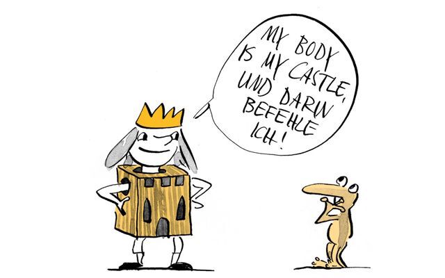 Illustration Kind, das sich als Schloss verkleidet 