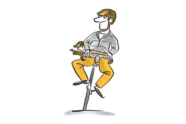 Illustration père et son enfant font du vélo