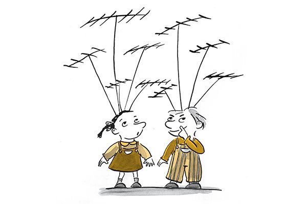 Illustration enfants avec antennes