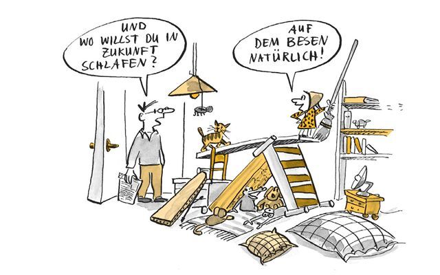 Illustration Kind spielt mit Besen