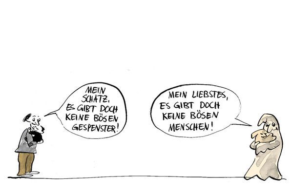 Illustration Mutter hält Kind in Armen  