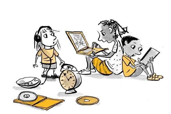Illustration Kinder mit Medien