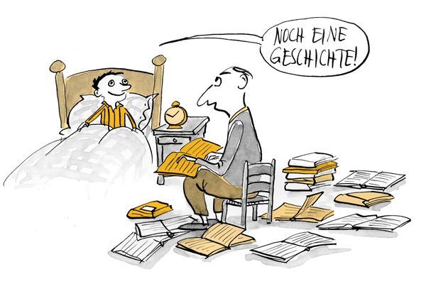 Illustration Kind will noch eine Geschichte vom Vater hören