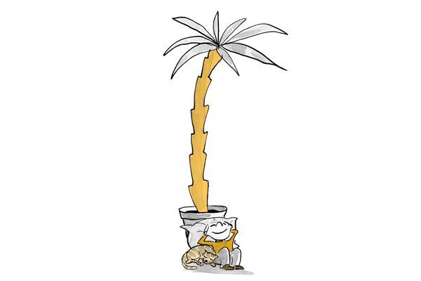 Illustration Kind ruht sich aus unter einer Palme