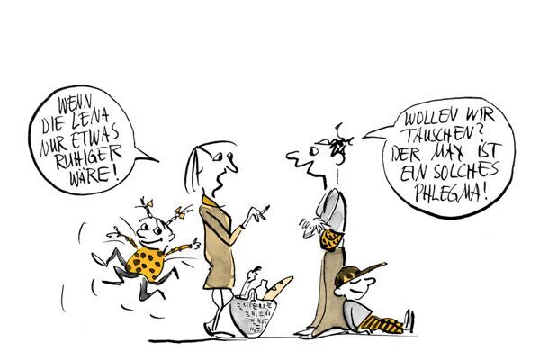 Illustration Mutter wünscht sich dass Lena etwas ruhiger ist