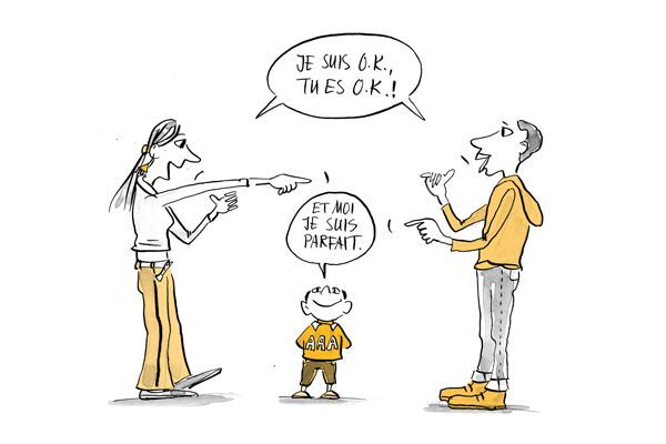Illustration enfant dit à ses parents qu'il est parfait