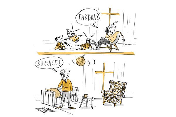 Illustration voisin appelle pour demander le silence