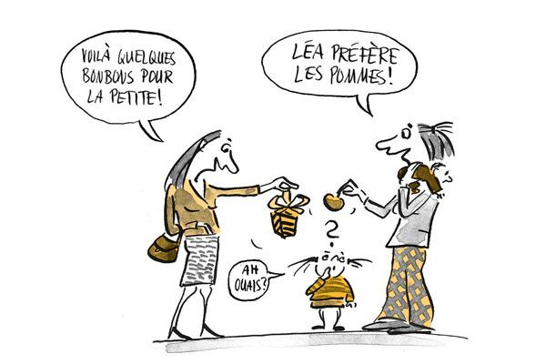 Illustration La mère affirme que Léa préfère les pommes aux sucreries