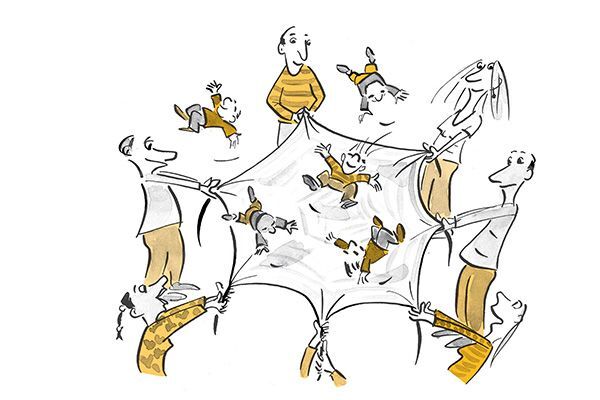 Illustrazione Genitori e bambini giocano insieme