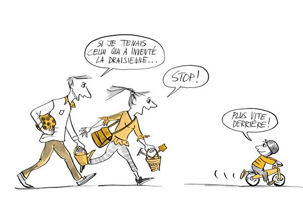 Les parents courent après l'enfant 