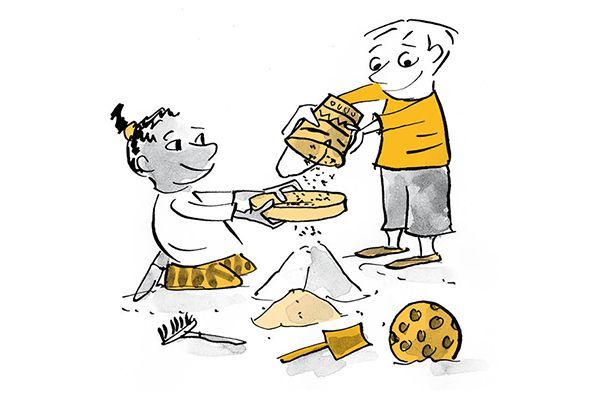 Les enfants jouent avec le sable