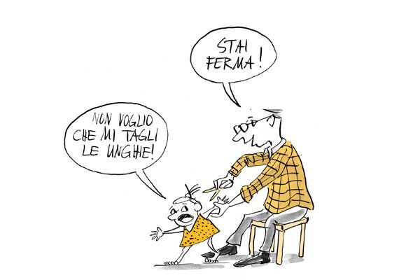 La bambina non vuole che le vengano tagliati i capelli 