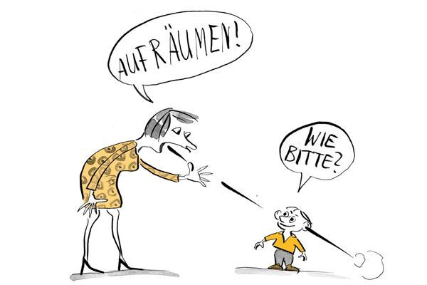 Illustration Mutter will das ihr Kind aufräumt