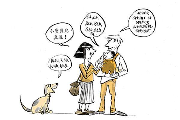 Illustration Jeder spricht in seiner eigenen Wohlfühlsprache.