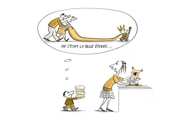 Illustration Mère changeant son bébé et bébé portant du linge
