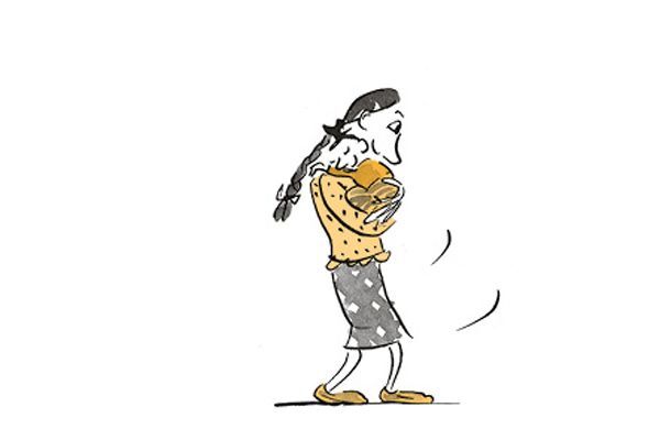 Illustration Mutter umarmt ihr Kind.