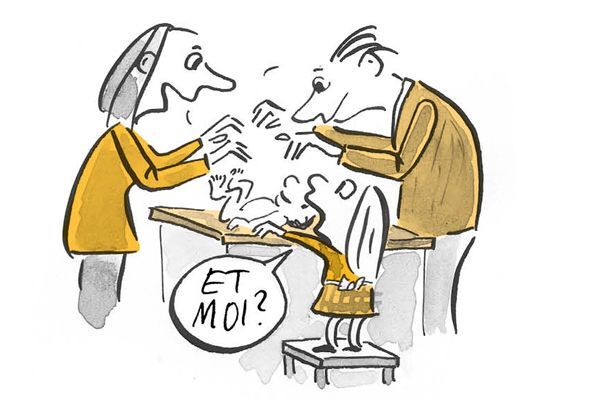 Illustration Des parents jouent avec un nouveau-né. 