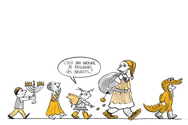 Illustration L'enfant reconnaît son parrain à ses chaussures