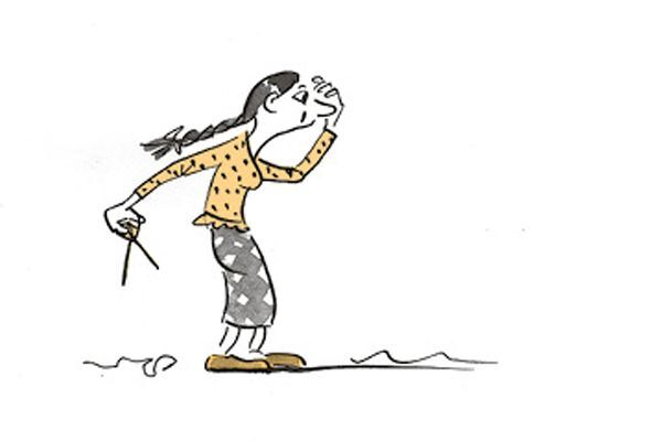 Illustration Mutter sieht ihrem Kind nach.