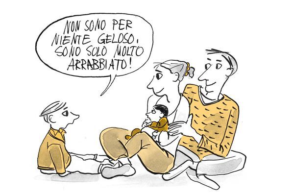 Illustrazione Il bambino non è geloso, ma arrabbiato