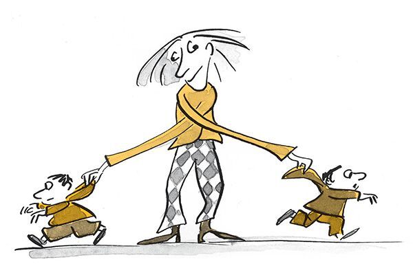 Illustrazione Una madre con due gemelli