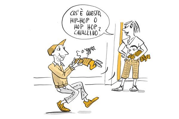 Illustrazione Un padre balla con il suo bambino
