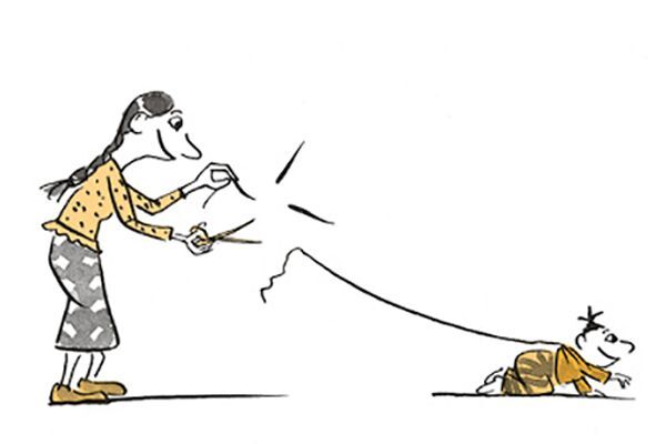 Illustration Mutter gibt ihrem Kind Freiraum.