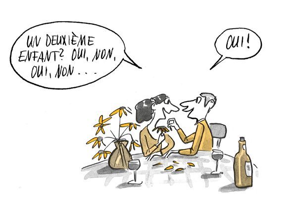 Illustration Une table avec deux personnes, une bouteille et des fleurs