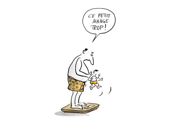 Monter sur la balance et porter un enfant