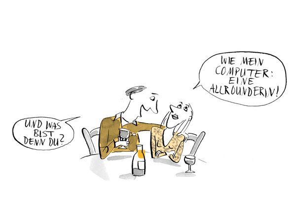 Illustration Die Mutter sagt, sie sei eine Allrounderin. 