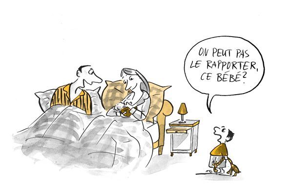 Illustration L'enfant demande: On peut pas le rapporter, ce bébé?