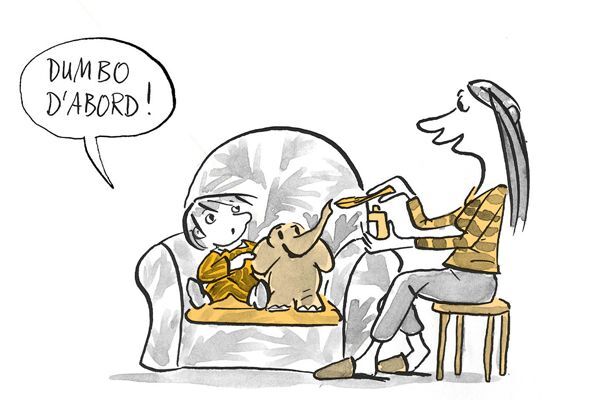 Illustration Dumbo doit prende de médicament. 