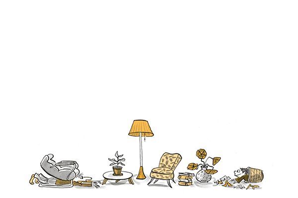 Illustration Zwischen Kind und Vater liegt das halbe Wohnzimmer.