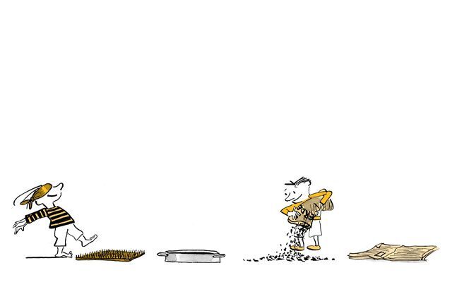 Illustration Les enfants posent des choses par terre