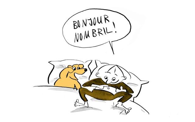 Illustration L'enfant parle avec son nombril