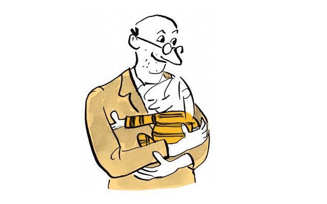 Illustration Le grand-père tient son petit-fils