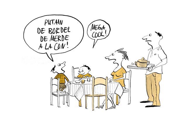Illustration Un fils surprend ses parents à table 