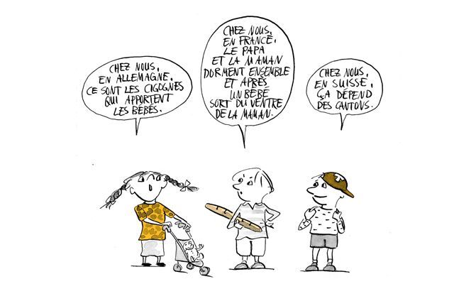 Illustration Les enfants jouent et parlent entre eux