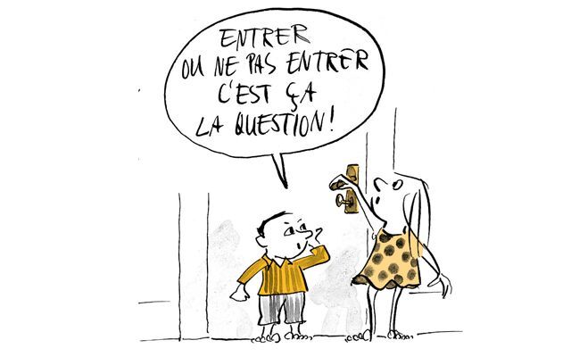 Illustration Les enfants se demandent s'ils doivent entrer dans la chambre