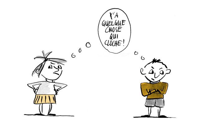 Illustration Deux enfants se disent « Quelque chose ne va pas » !