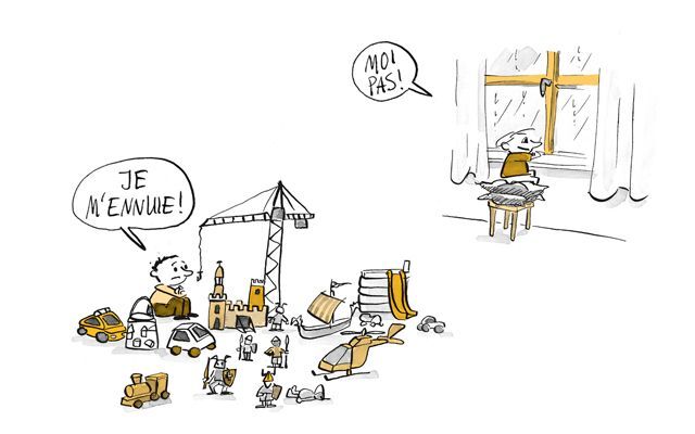 Illustration L'enfant s'ennuie avec les mêmes jouets
