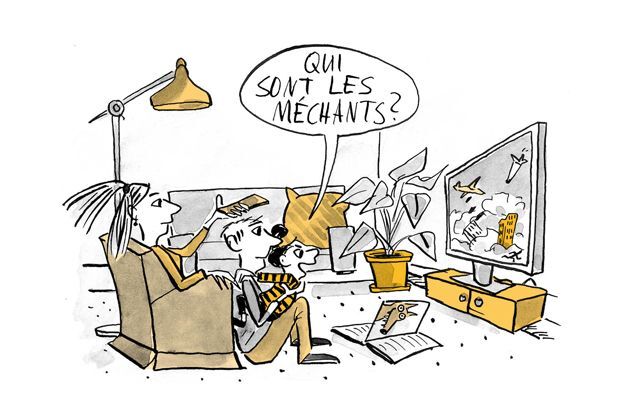 Illustration L'enfant demande qui sont les méchants dans le film