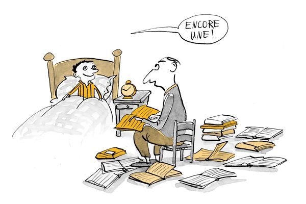 Illustration L'enfant veut entendre une autre histoire de son père