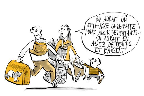 Illustration Les parents avec les enfants et les sacs à provisions