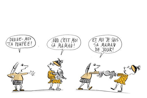 Illustration Des enfants se disputent pour une poupée