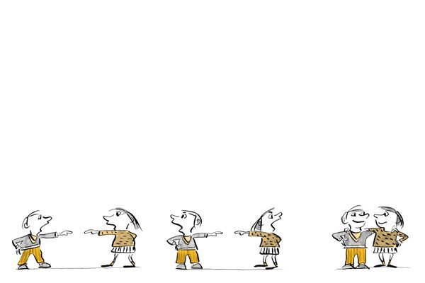 Illustration Des frères et sœurs se disputent et se réconcilient