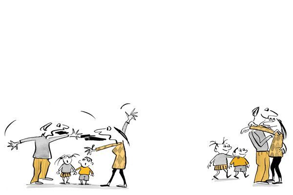 Illustration Les parents se disputent et se réconcilient